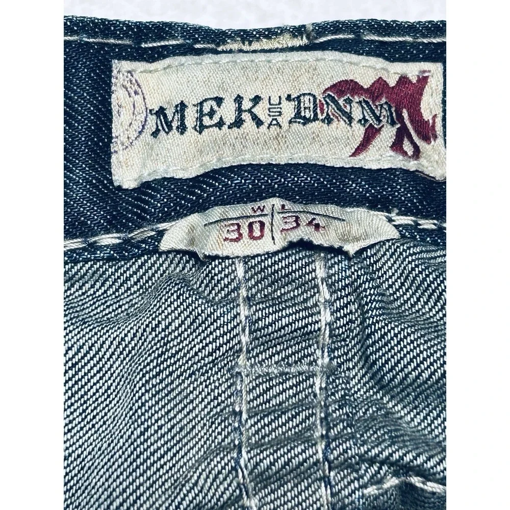 MEK Denim Jeans Mens 30x34 Tetoman Straight Leg Western Rock Rodeo Big Pockets